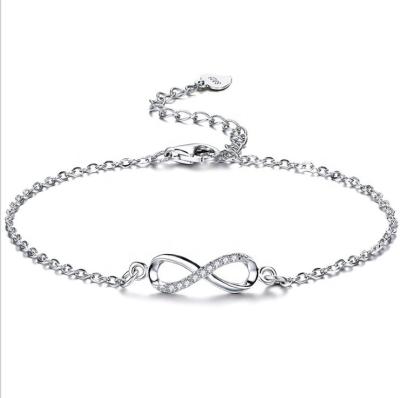 China Trendy Fashion Classic Infinity Women Sterling Silver Bracelet for sale