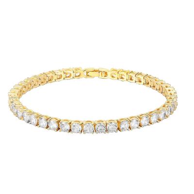 China FASHIONABLE Hydis Jewelry 18K Gold Plated 4mm Zircon Stone Tennis Bracelet for sale