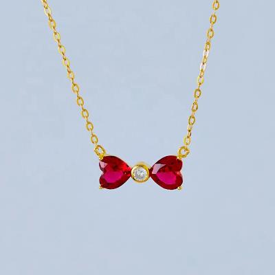 China TRENDY Fashion Jewelry Gold Plated Red Cubic Zirconia Charm Necklace for sale