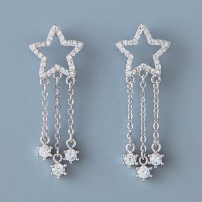 China TRENDY Zircon Star Tassel Earring in Sterling Silver Silver for Fashion Women for sale