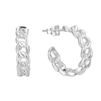 China FASHIONABLE Hydis Jewelry Solid 925 Sterling Silver Tiny Cool Cuban Chain Link Stud Earring for sale