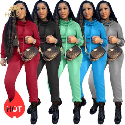 China Logo Women Tracksuit Elegant Solid Color Hoodies Sweatshirts Breathable Custom Sweatpants Sets Casual Two Piece Set Tracksuit for sale