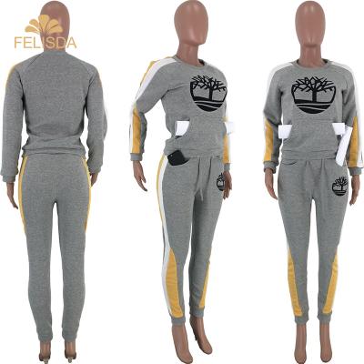 China Super Hot Women Autumn Print O Neck Sweater Breathable Top And Long Pants Set Sportswear Sweatsuit Tracksuit 2 Piece Outfits for sale