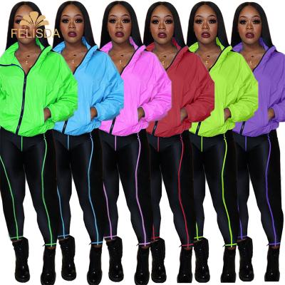 China FELISDA Women Clothing Sport Wear Jacket Warm Anti-pilling Coat And Long Gaiters Pants 2 Piece Set Solid Color Casual Two Piece Suit for sale