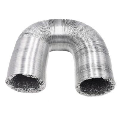 China HVAC System Parts Flexible Inch 25ft Non-Insulated Aluminum Foil Ventilation Flexible Air Duct With 2 Clamps 5 Pieces for sale