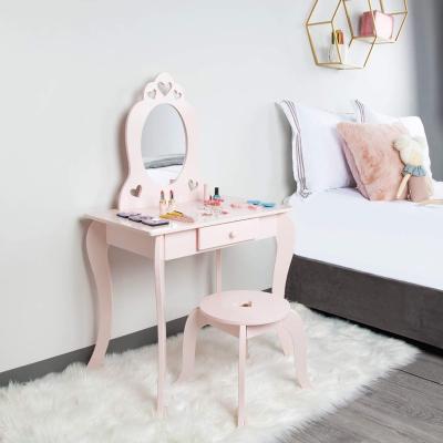 China Foldable wooden pink kids for girls dressing table for sale