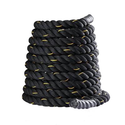 China Polyester Physical Training Durable Strand Twisted Battle Ropes Bodybuilding Large 38mm Or 50mm Gym Battle Rope Training for sale