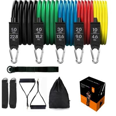 China High Elasticity Men Training Tubes With Handles Door Anchor Ankle Straps Resistance Bands Set 11Pcs Set for sale