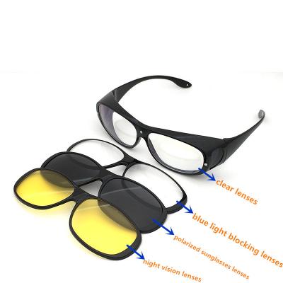 China Fashion sunglasses polarized fitover sunglasses with magnetic clip ons for sale