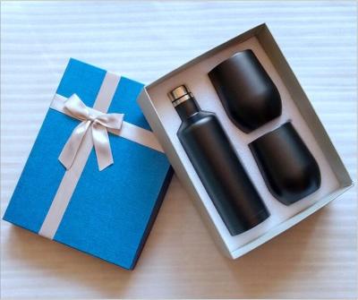 China PORTABLE 3 in 1 Luxury Business Gift Set Custom Logo Stainless Termos Water Steel Insulated Wine Bottle Set With Gift Box 500ml for sale