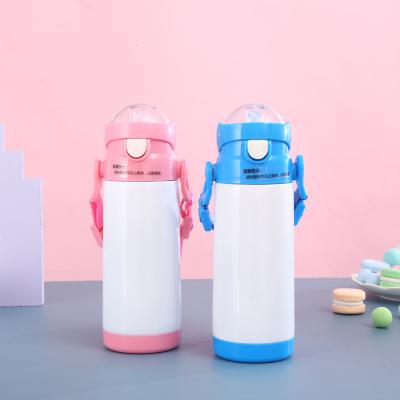 China Beautiful Durable 350 500 Sublimation Double Wall Kids Children Vacuum Insulated Blanks Thermos Water Bottle With Belt for sale