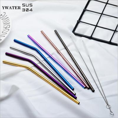 China Wholesale Eco Sustainable Straw Custom Logo Reusable Cocktail Stainless Steel Drinking Straws for Tumbler, Metal Straw with Brush and Bag for sale