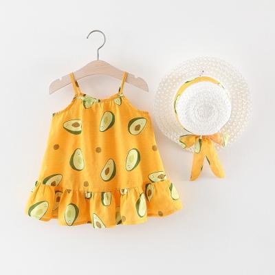 China Fashion Sweet Avocado Printing Two Piece Set For Babies Kids Clothing for sale