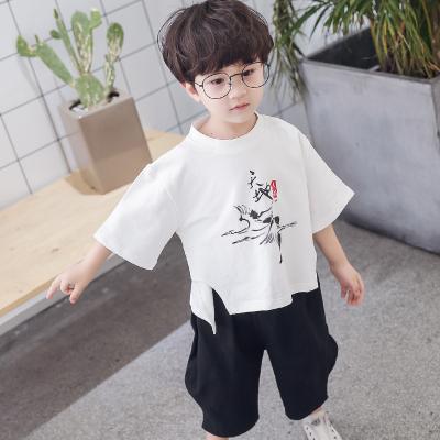 China Chinese style children's clothing 2020 summer casual clothing painting set Chinese style babies brush boy for sale