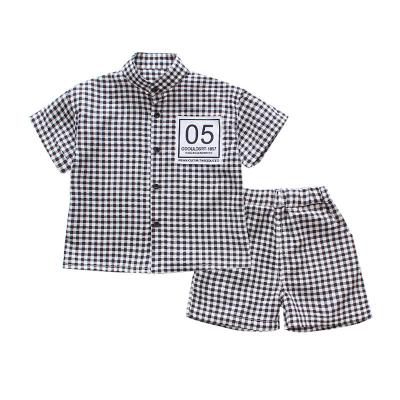 China Casual Kid Clothes Summer Wholesale Children's Boutique Casual Plaid Boys Kids Clothing Set 5 Years Wear for sale