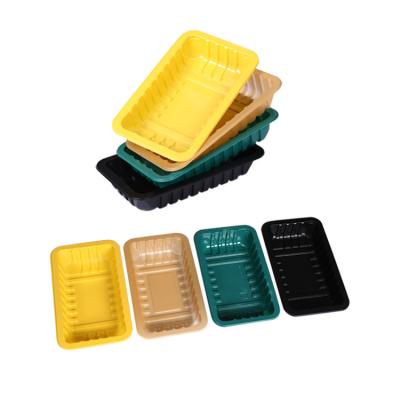 China 2021 New Design Food Safe Square Food Tray Food Packaging Supermarket Wholesale Plastic Raw Material for sale