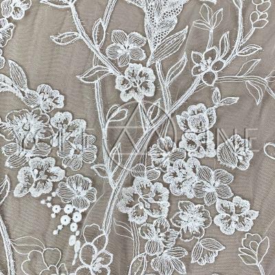 China Sustainable High Quality Textile Sequin Beaded Top Lace Fabrics L00787AN for sale