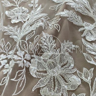 China Wholesale High Quality Floral Embroidery Lace Fabric L00773AN Best Viable Prices for sale