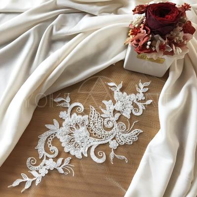 China Sustainable Apparel Embroidery Fabric Mesh For Wedding Dress Lace F20008mn for sale