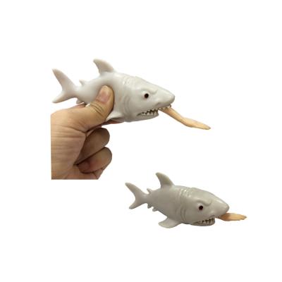 China Children's Toy Factory Wholesale TPR Novelty Squeeze Soft Hand/Feet/Fish Jump Up Man-eating Shark Toy for sale