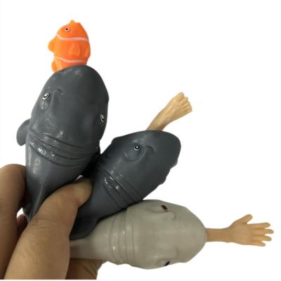 China Children's Toy Hot Selling April Fool's Day Trick Toys TPR Squeeze Eyes/Hand/Feet/Fish Jump Man-Eating Shark Toy for sale