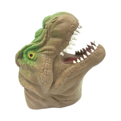 China Eco-friendly TPR Dinosaur Puppet Toy Soft Rubber Dino Head Toys for Kids Shark Animal Puppets for sale