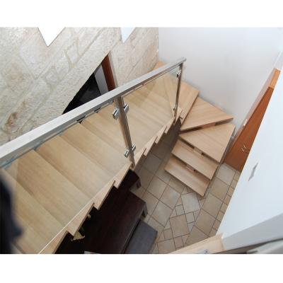 China Modern Indoor 304 Brushed Stainless Steel Post Glass Railing For Stairs for sale