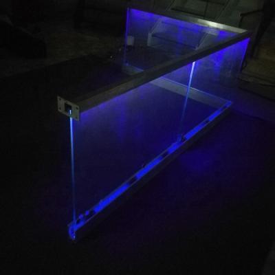 China Modern Blue Illuminated Glass Fence With Square Railing Simple Installation Stainless Steel Direct Manufacturer for sale