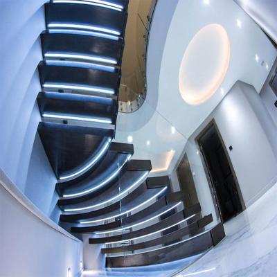 China Modern Design Modern Mono Beam Stair Floating Stairs Bright Solid Wood Floating Staircase for sale