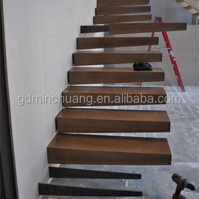 China Wooden Stair Stringer Modern Floating Timber Tread Interior Concealed Staircase for sale