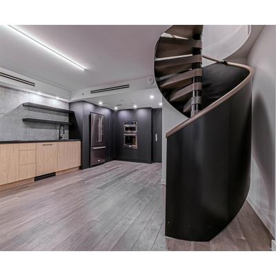 China Modern Indoor Modern Stainless Steel Powder Coated Spiral Staircase Kits for sale