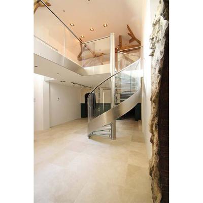 China Modern Glass Steps Spiral Staircase With Stainless Steel Handrail And Balustrade for sale