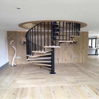 China Modern Best Price Curved Cast Iron Stairs With Bent Carbon Steel Railing Spiral Staircase for sale