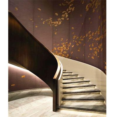 China Modern Indoor Solid Wood Curved Stair Kits for sale