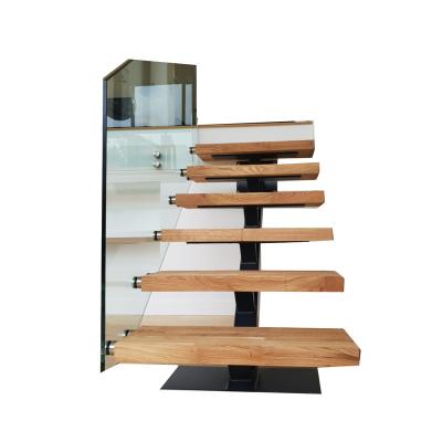 China 80mm modern home high quality modern oak wood tread prefab steel staircase for sale