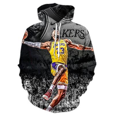 China Cheap Anti-wrinkle sports wear Logo Pullover Custom Made Full 3D Sublimation Printing Number 23 James Hoodie Men's 1pc for sale