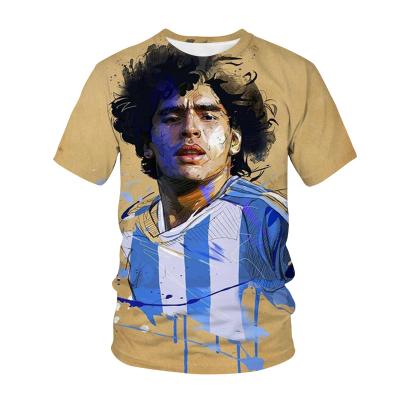 China Custom Wholesale Simple Unisex Anti-Wrinkle T Shirts Polyester 3D Diego Maradona Vintage Printed T-shirt for sale