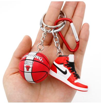 China Cute Keychains Wholesale 3D Shoe Key Chain Models Mini Sneakers AJ Jordan Souvenir Gifts Promotion With Box for sale