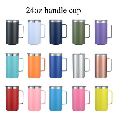 China 2023 Hot Seller Wholesale Stocked 304 Stainless Steel Wall Vacuum Handle Double Mug Cup Tumbler for sale