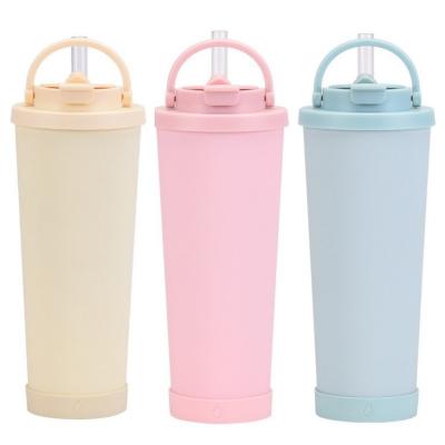 China 2023 New Large Thermos 830ml PORTABLE Dual Handle Convenient Cup Drinking Mug Large Hole Straw Water Mug for sale