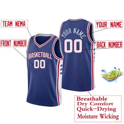 China Mens S-5XL Philadelphia Custom Embroidery Tank Tops Antibacterial Any Team Any Name Any Number For Adult 76er Basketball Tank Top for sale