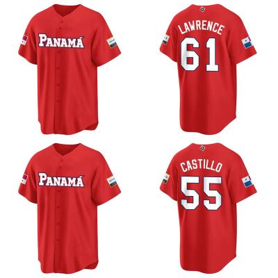 China Custom 2023 S-5XL Panama Mens World Classic Red Baseball Antibacterial 61 Justin Lawrence 55 Luis Castillo Jersey Stitched for sale