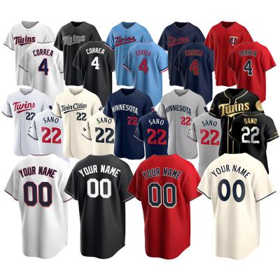 China Custom Baseball Antibacterial Men's Minnesota 4 Carlos Embroidery Correa Uniform S-5XL 22 Miguel sano Twin Baseball Tank Tops for sale