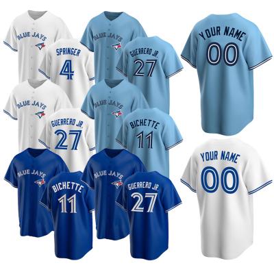 China Antibacterial Men's S-5XL Custom Toronto 27 Vladimir Guerrero Jr Embroidery. 11 BO Bichette 4 George Springer Blue Jay Blank Baseball Tank Tops for sale