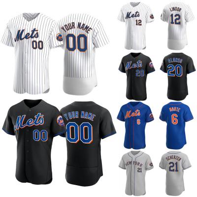 China Francisco Lindor 21 Max Scherzer 23 Javier Antibacterial Mens S-5XL New York Baseball Jerseys 12 Baez Met Custom Embroidered Baseball Uniform for sale