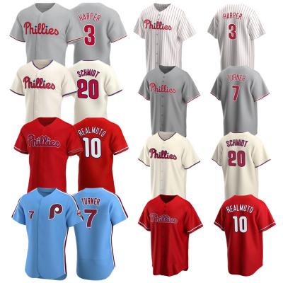 China Baseball Jersey Mike Schmidt 7 Trea Turner 3 Bryce Harper Phillie Custom Embroidered Philadelphia Baseball Uniform 20 Mens Antibacterial for sale