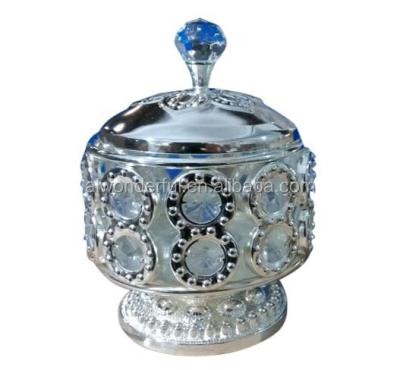 China 2022 Viable New Type Silver Plated Arabic Metal Sugar Jar With Crystal S352 for sale