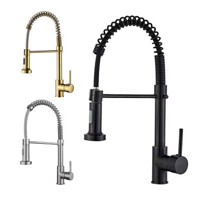 China Pull Out Jet Black And Brushed Antique Gold Boiling Waterfall Kitchen Faucet Deck Mounted Antique for sale