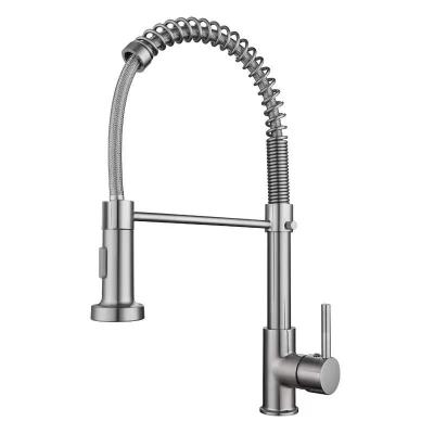 China Ceramic Thermostatic Faucets Chip Comercial Handle Pull Down Kitchen Sink Faucet Spring Screen for sale