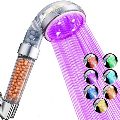 China With diverter mineral balls water Ionic filter head indoor luminous led shower filter hot selling balls for sale